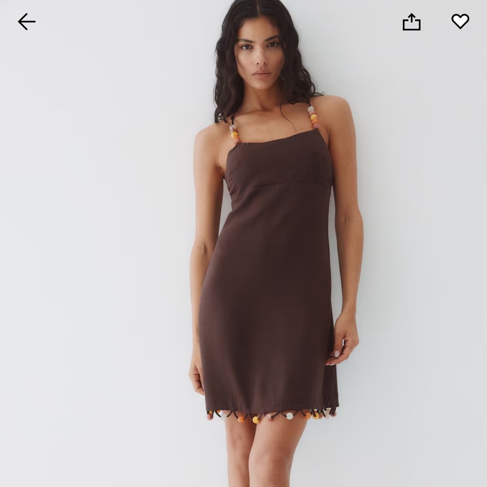 H&M Brown Dress with Beaded Straps